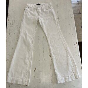 James Jeans Dry Aged Flare Denim Low Rise White Wide Western Bootcut Size 27